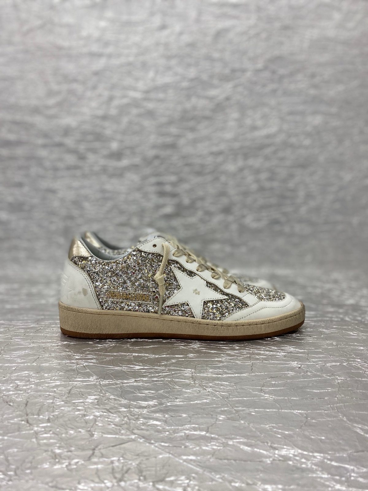 Golden Goose Ball Star Glitter White Gold
