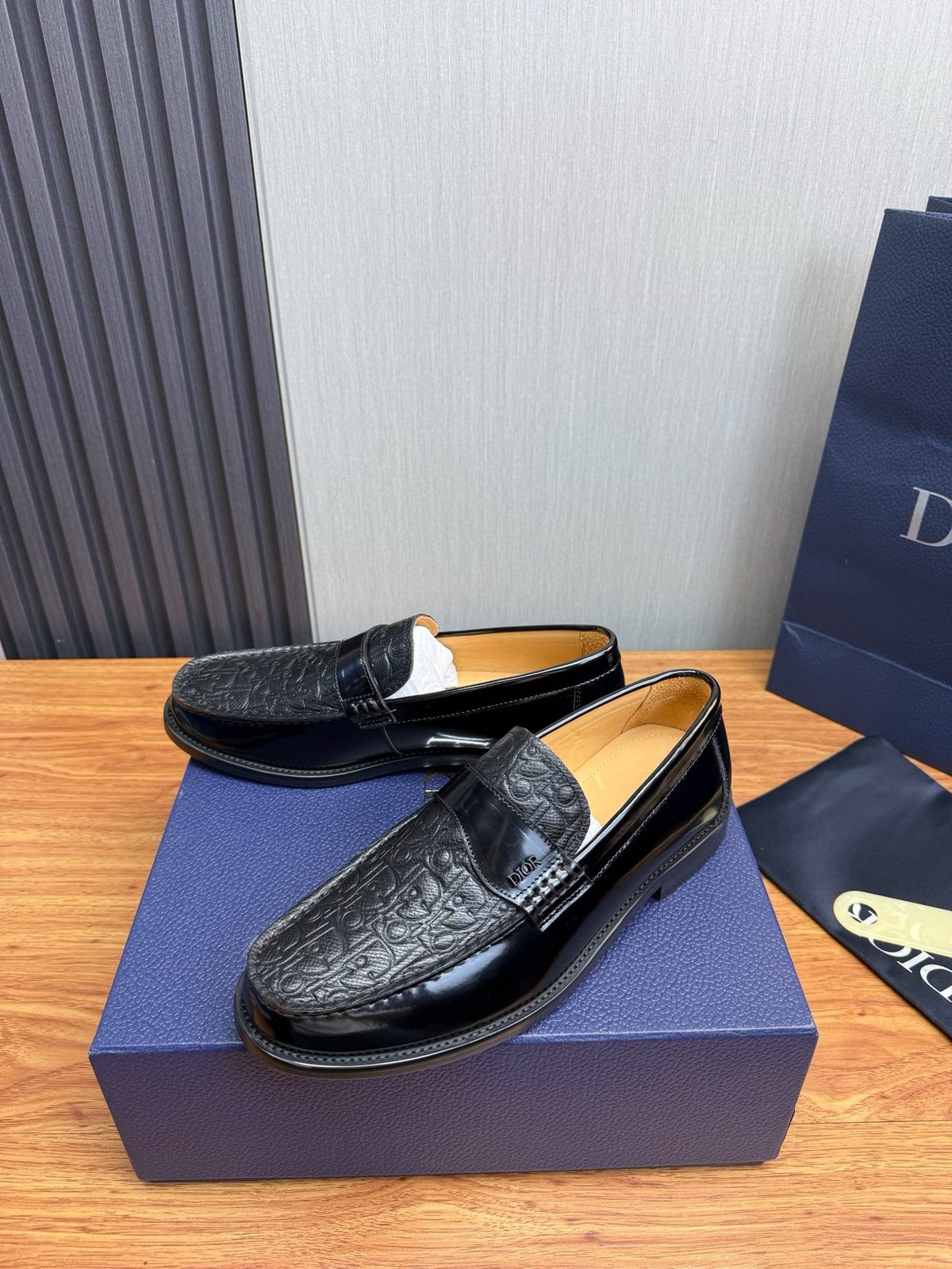 Dior Oblique Jacquard Leather Loafers