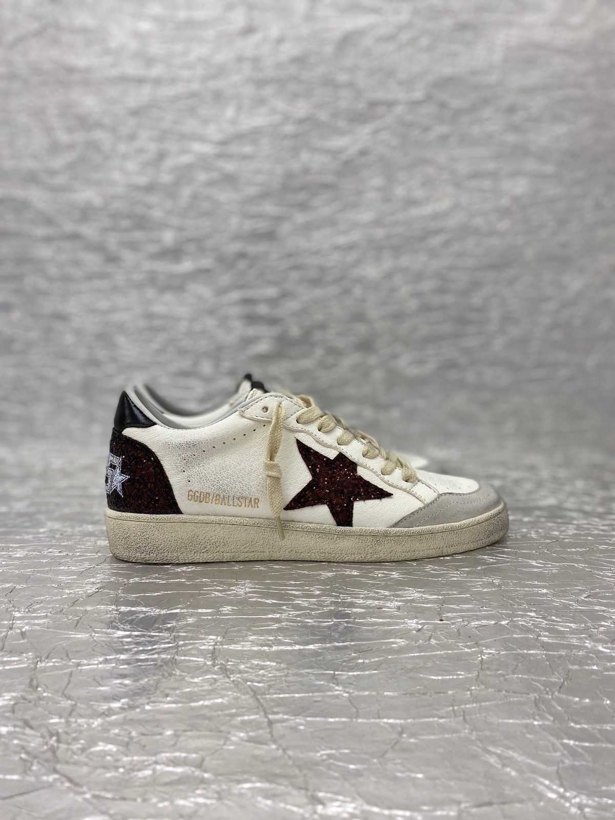 Golden Goose Ball Star White Black Glitter