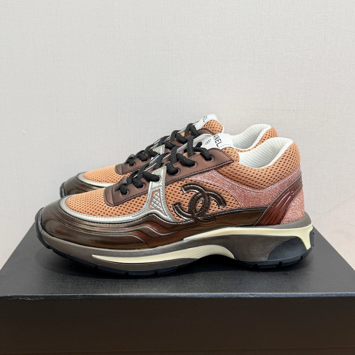 Chanel CC Leather Mesh Sneakers