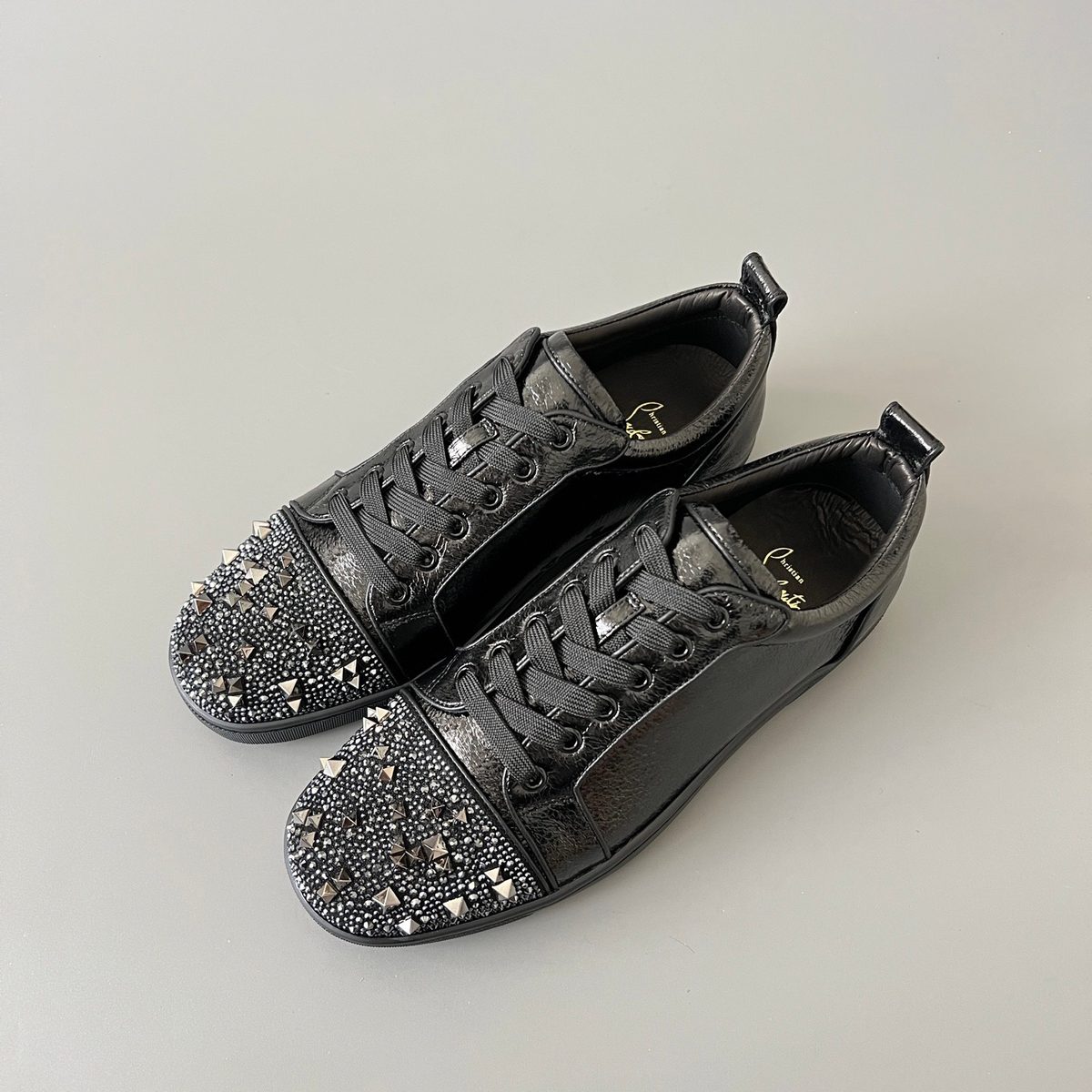 Christian Louboutin Studded Black Leather Sneakers