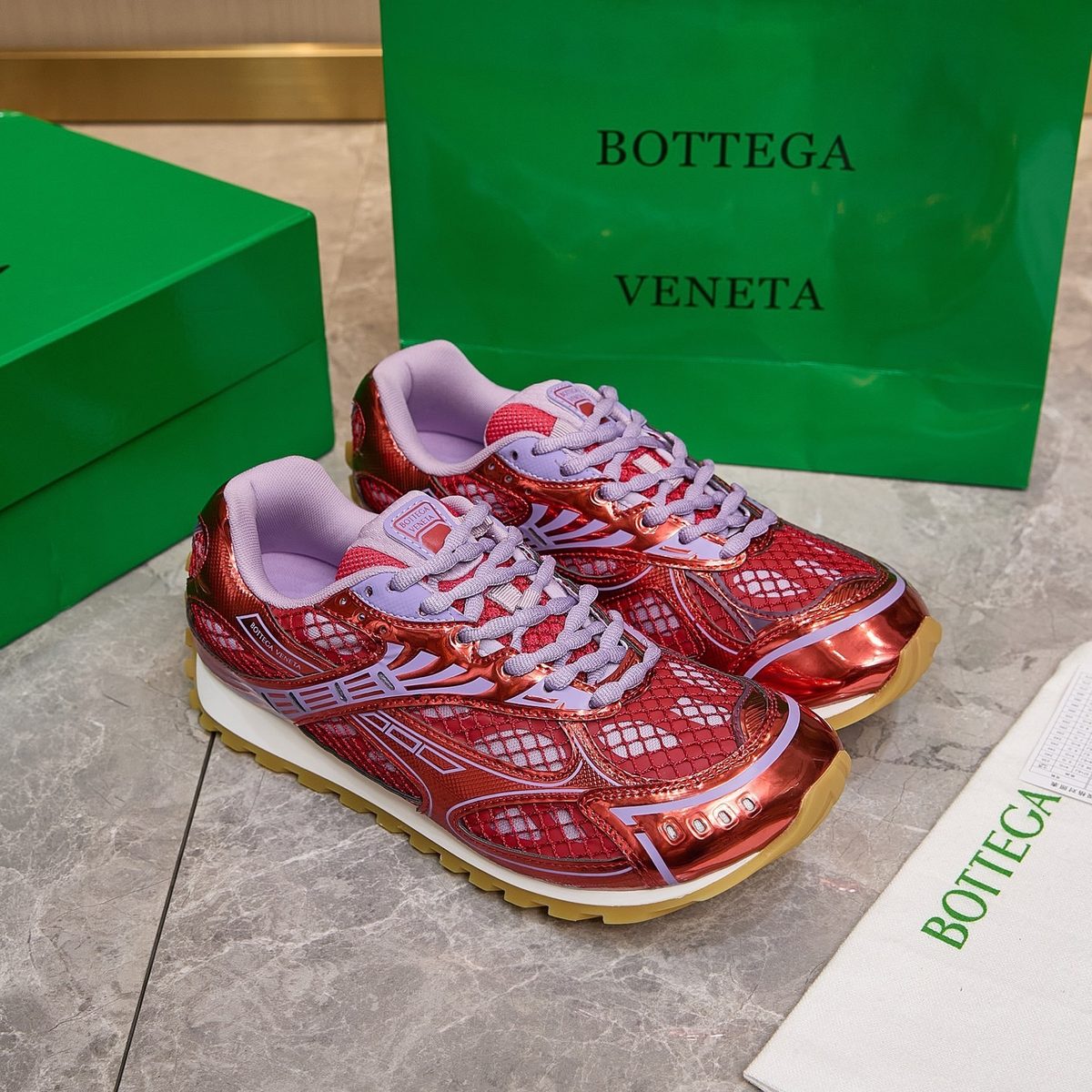 Bottega Veneta Metallic Red Running Sneakers
