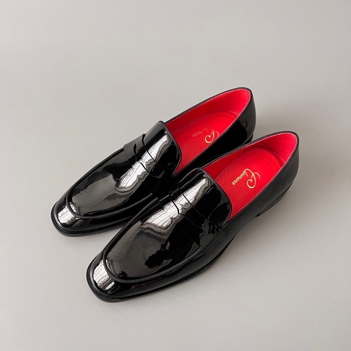 Patent Leather Loafers with Red Sole