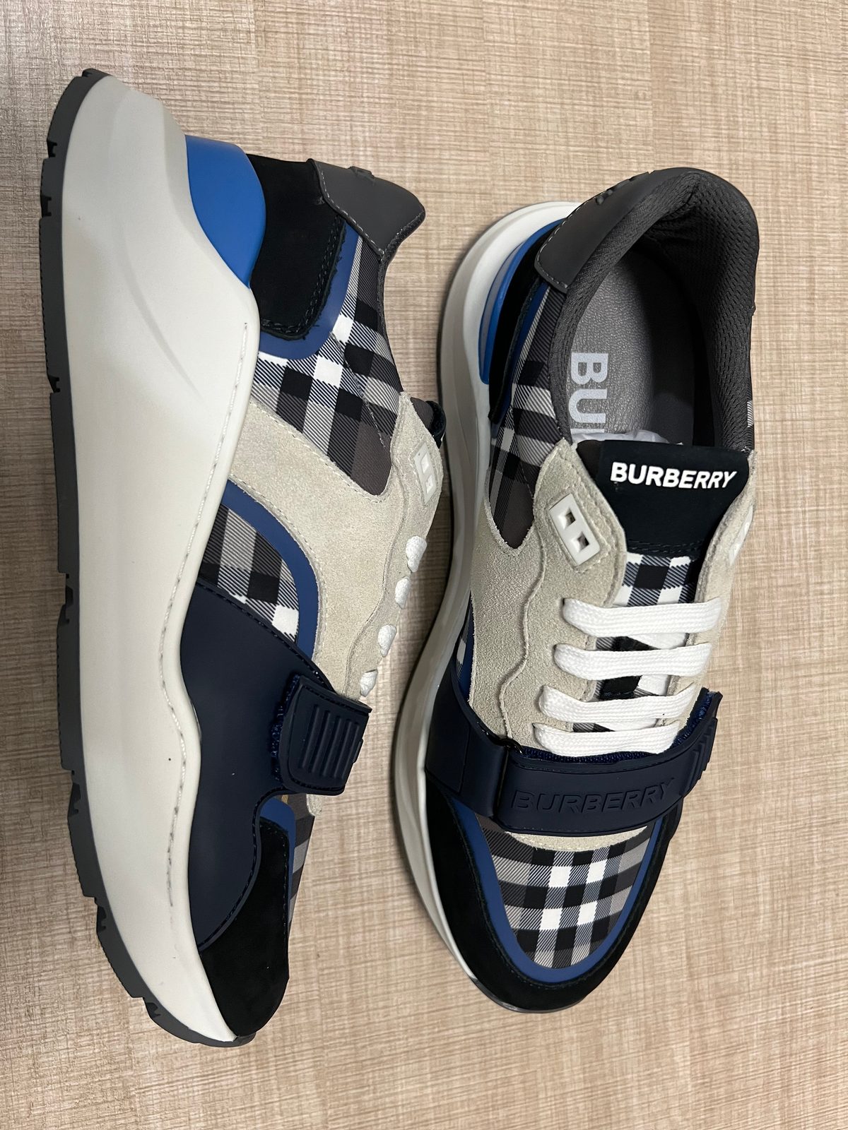 Burberry Check Pattern Leather Sneakers