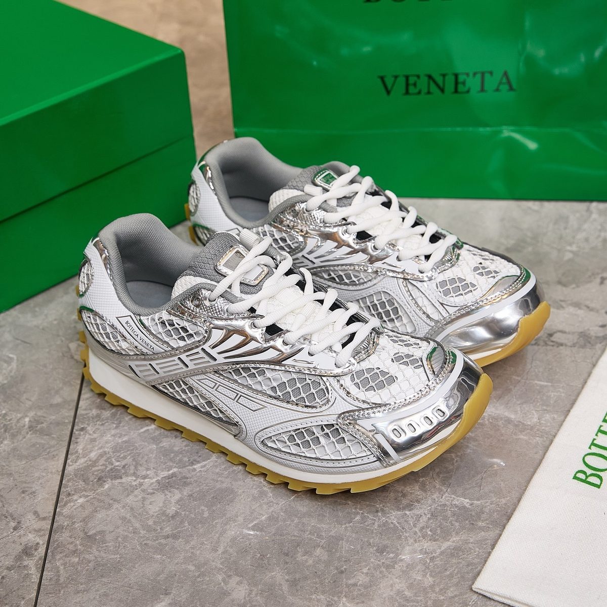 Bottega Veneta Speedtrack Metallic Sneaker