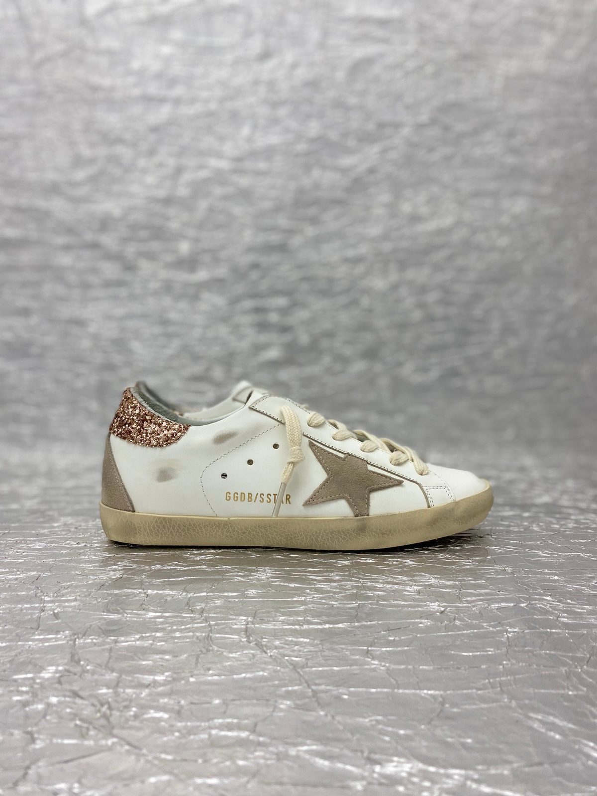 Golden Goose Super-Star White/Taupe Glitter