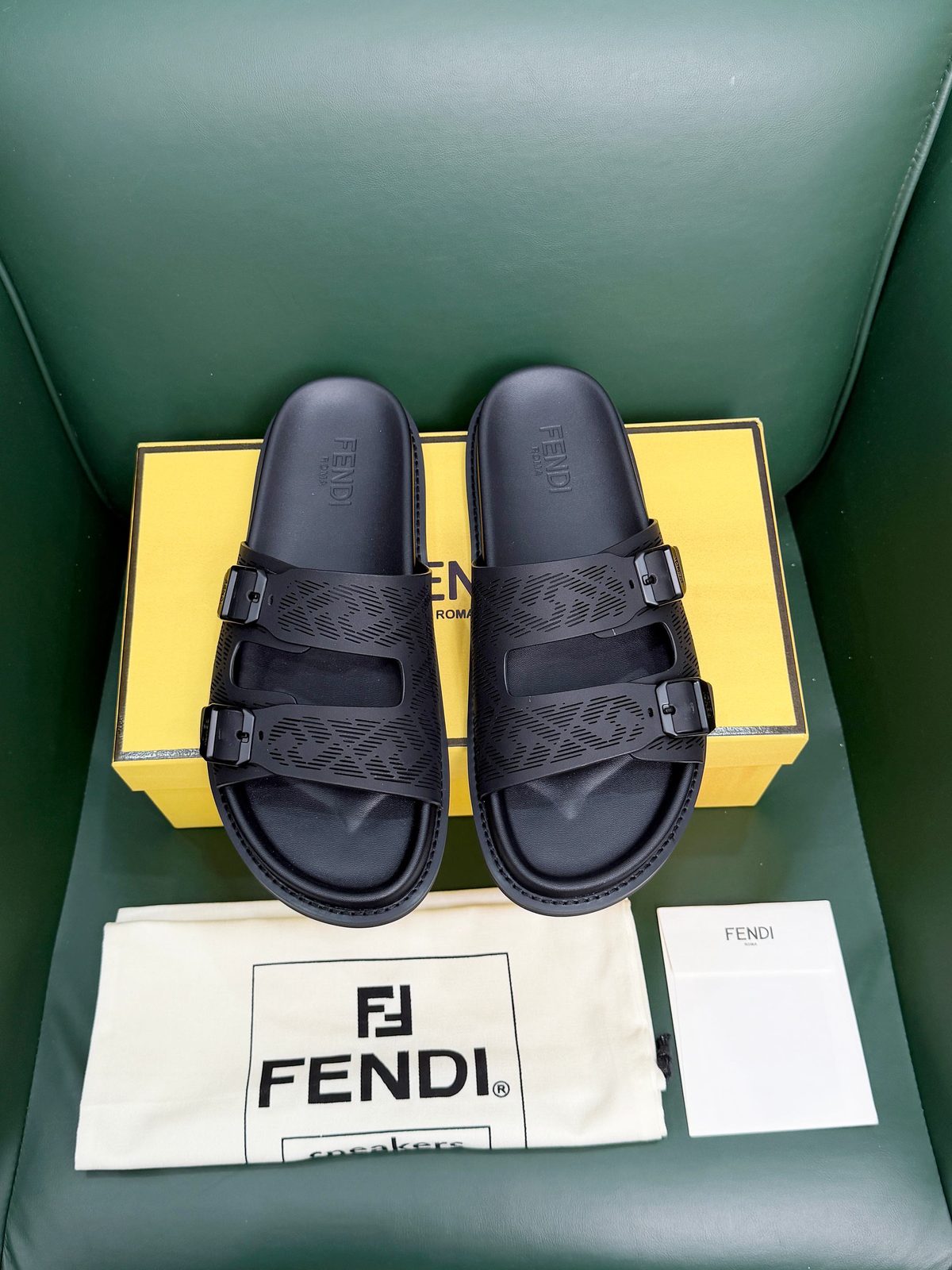 Fendi Zucca Pattern Slide Sandals