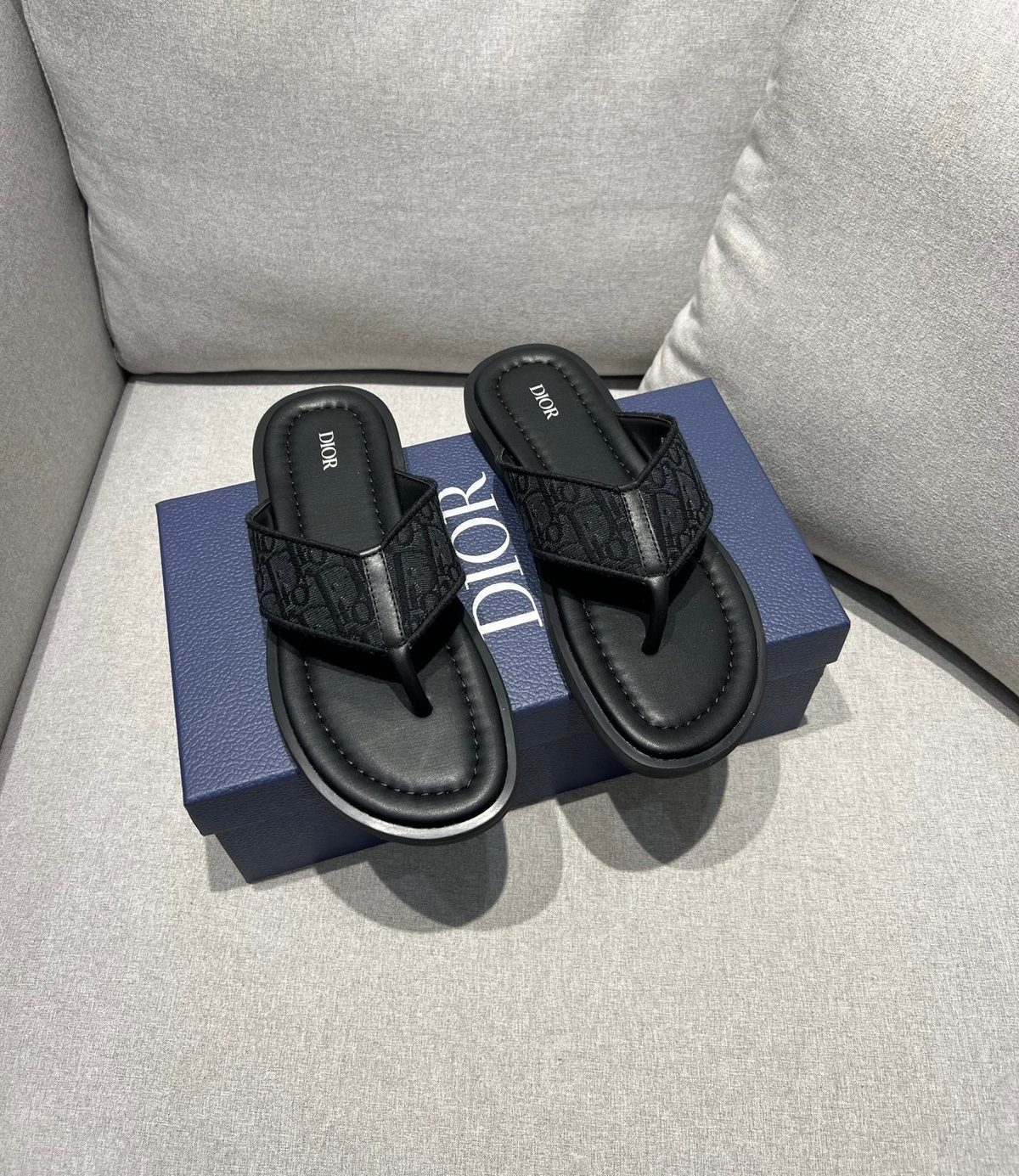 Dior Oblique Canvas Thong Slide Sandals