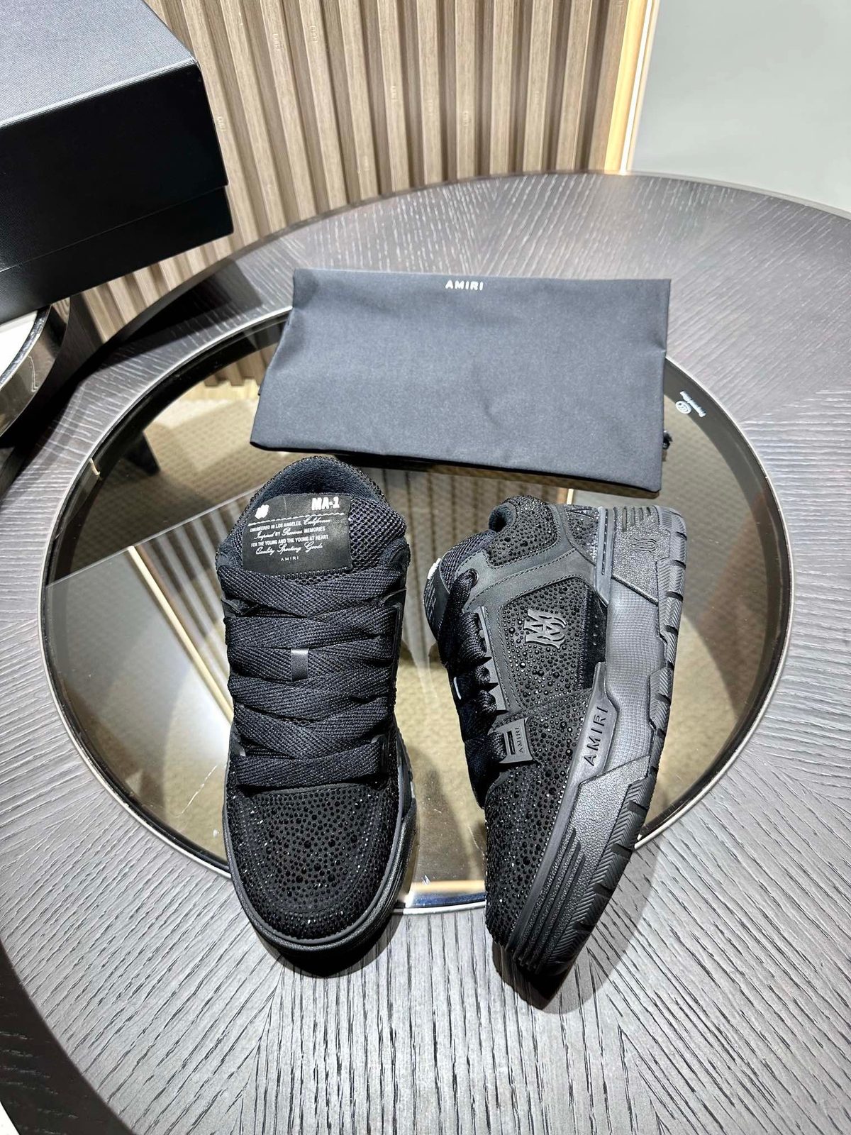 Amiri Black Textured High-Top Sneakers