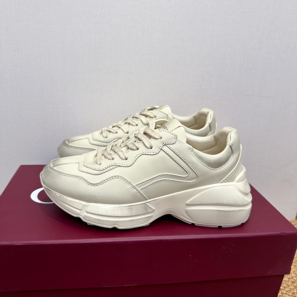 White Leather Platform Chunky Sneakers
