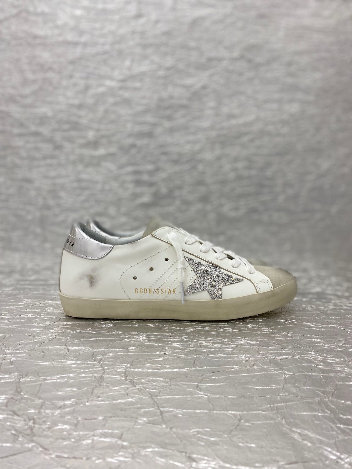 Golden Goose Super-Star White Silver Glitter
