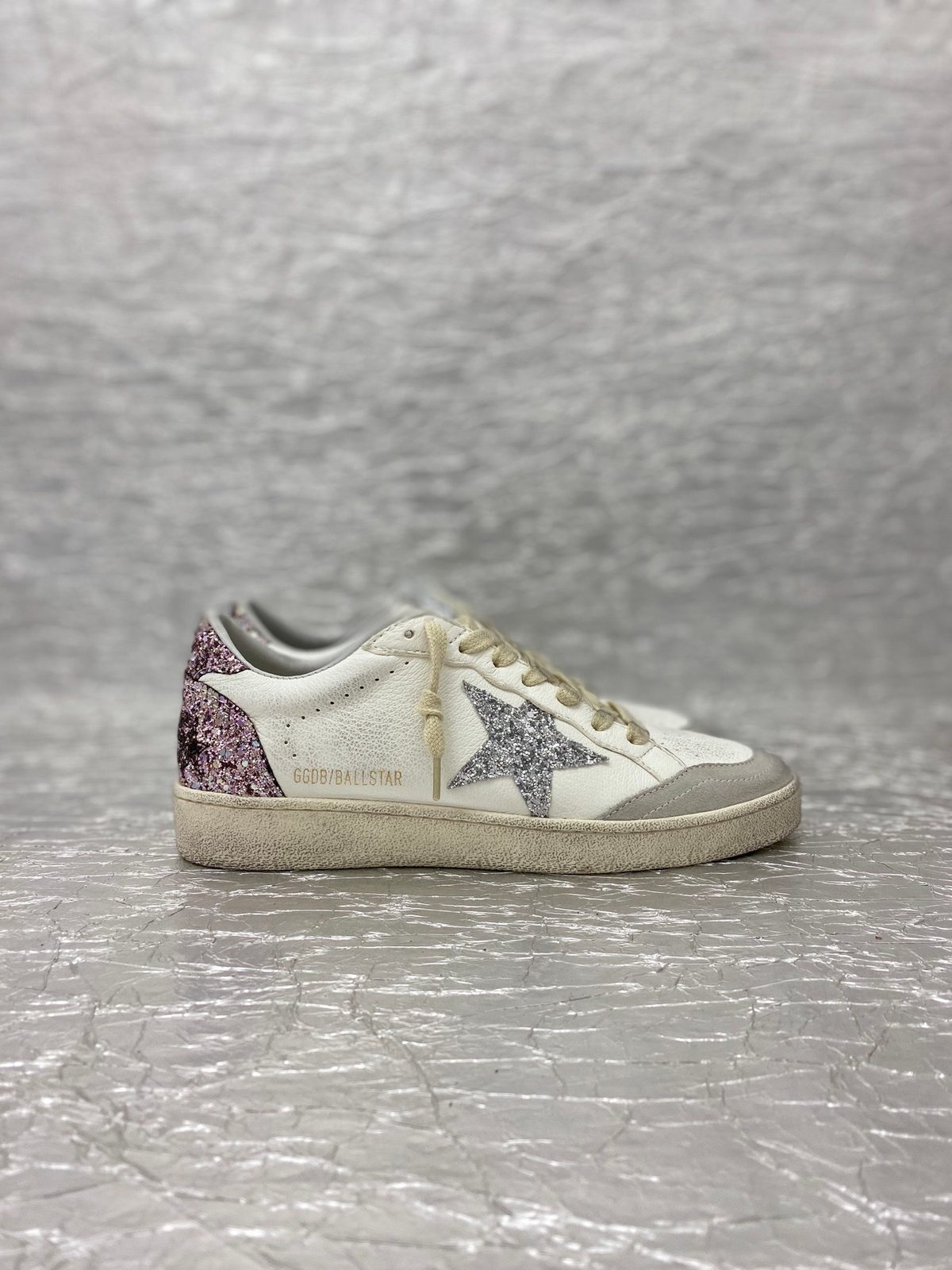 Golden Goose Ball Star White Silver Purple Glitter