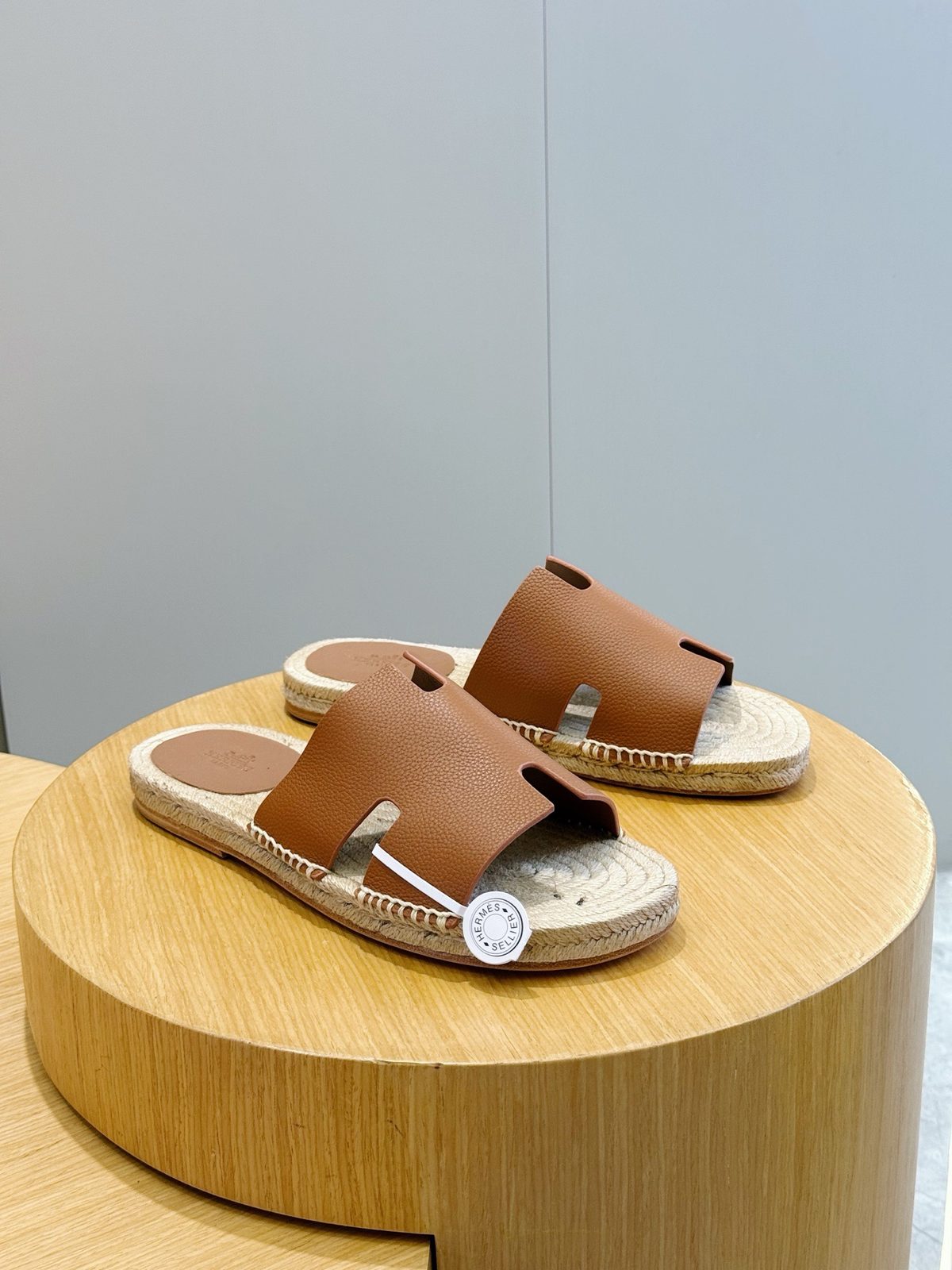 Hermès Oran Leather Espadrille Slides