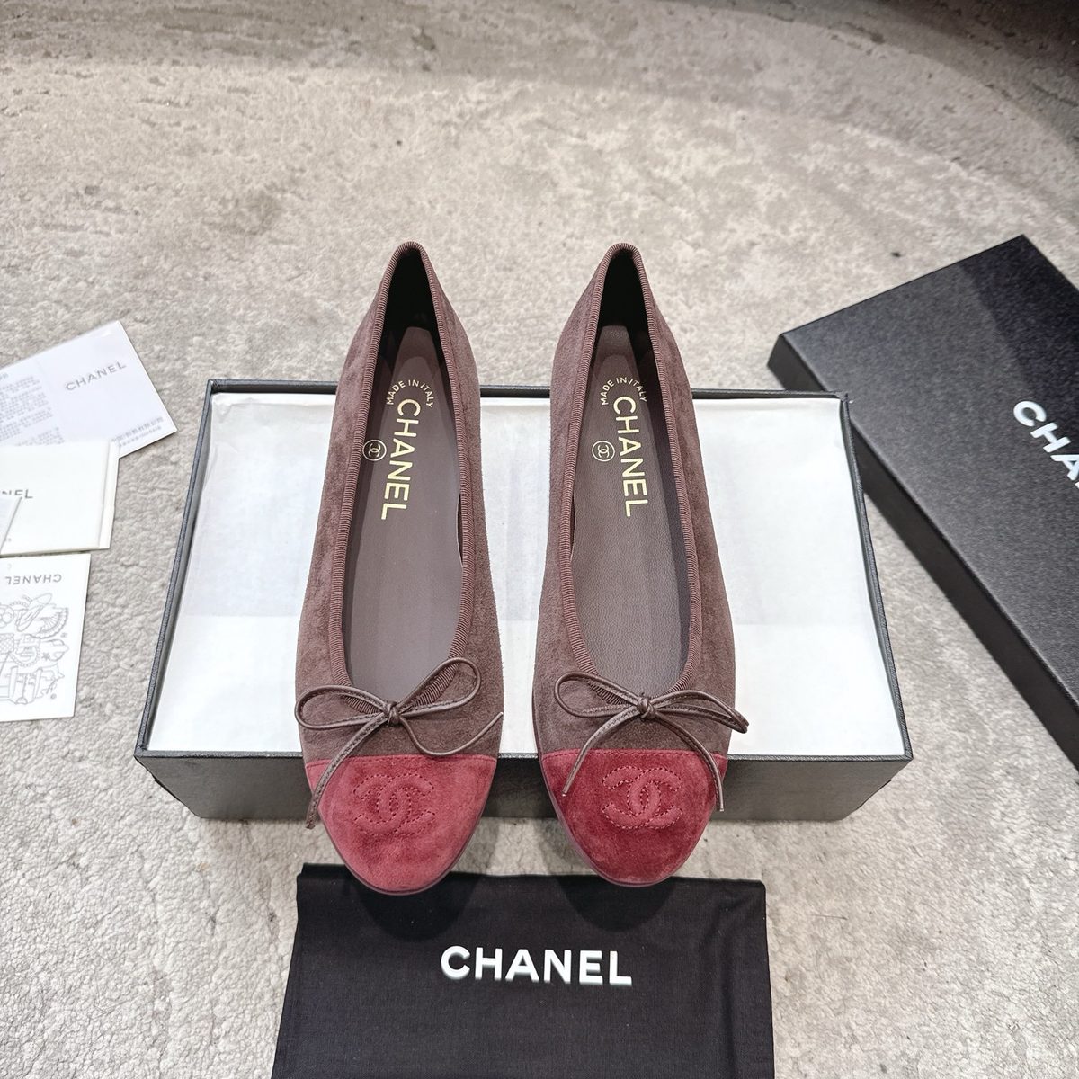 Chanel Two-Tone Suede Ballet Flats