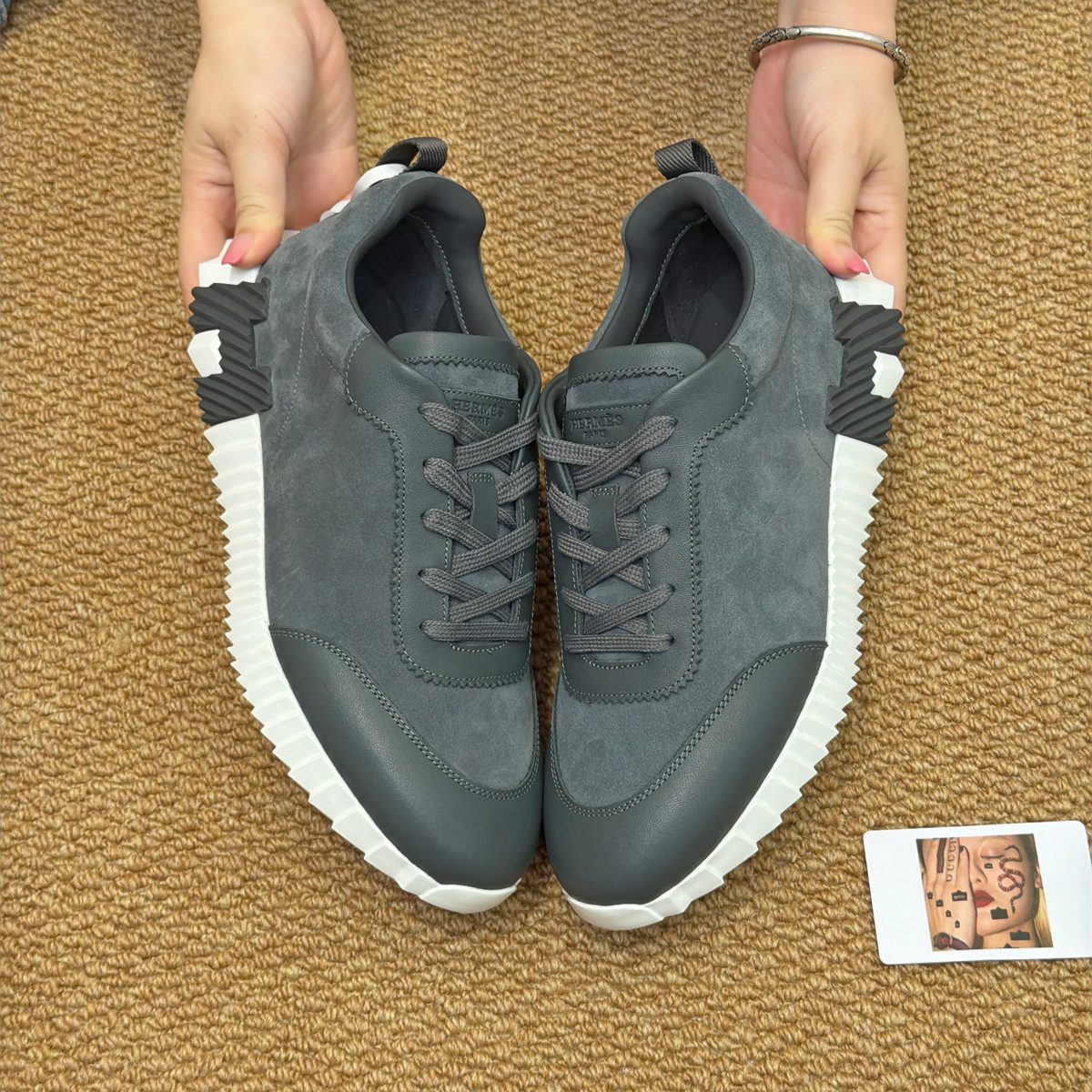 Unknown Grey and Black Sneaker with White Sole