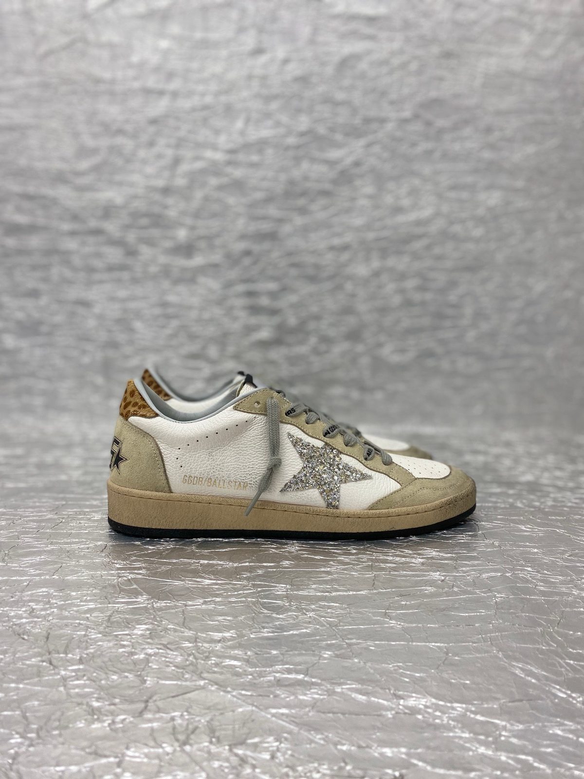 Golden Goose Ball Star White Cream Gold Glitter