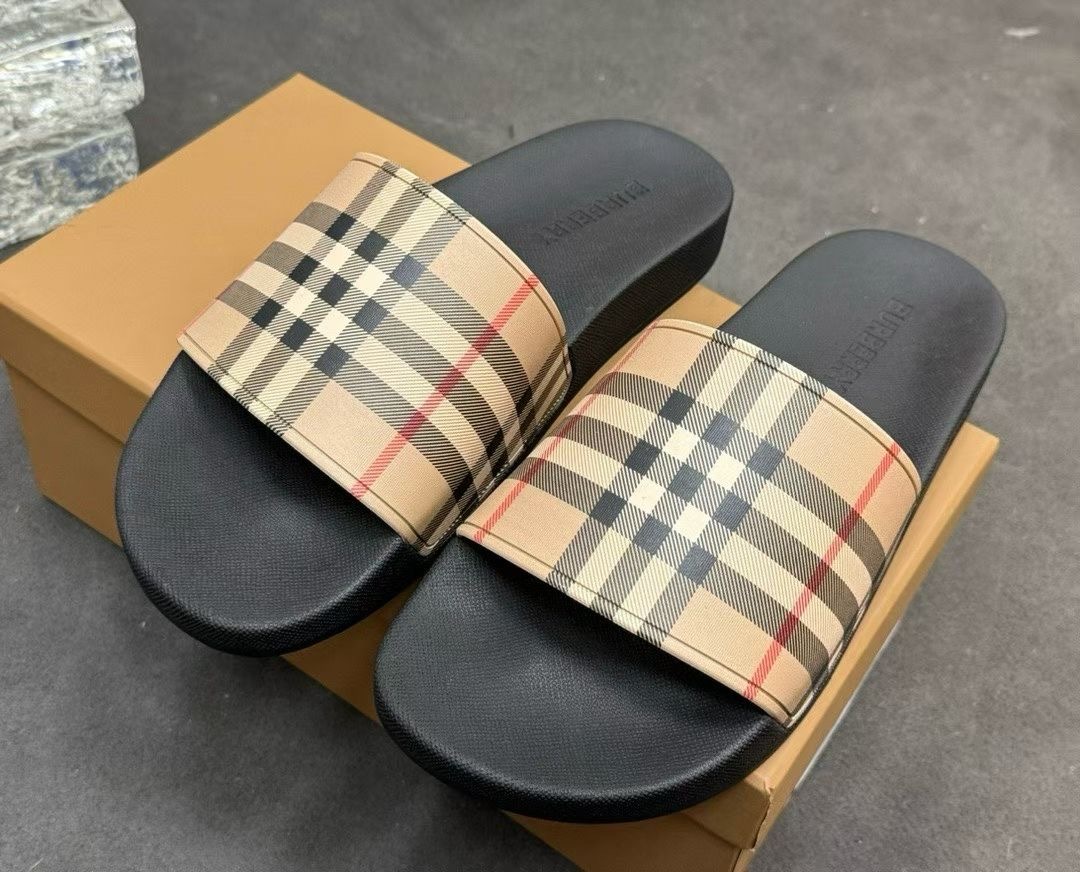 Burberry Check Canvas Slide Sandals