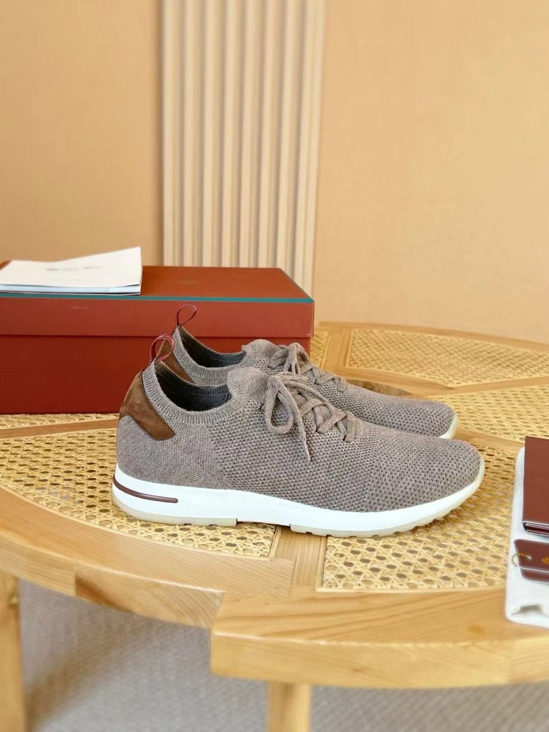 Loro Piana Knit Lace-Up Sneakers