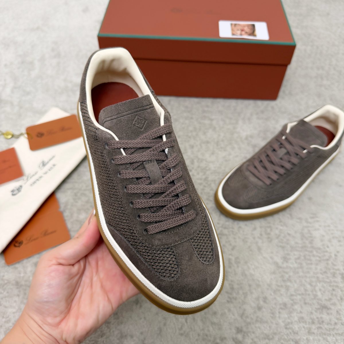 Loro Piana Mixed Texture Low-Top Sneakers