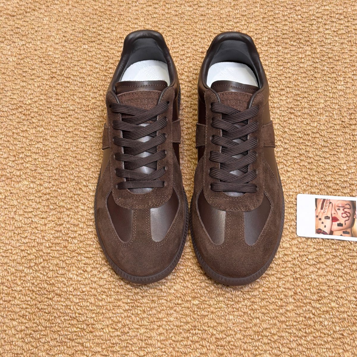 Brown Suede Leather Low-Top Sneakers