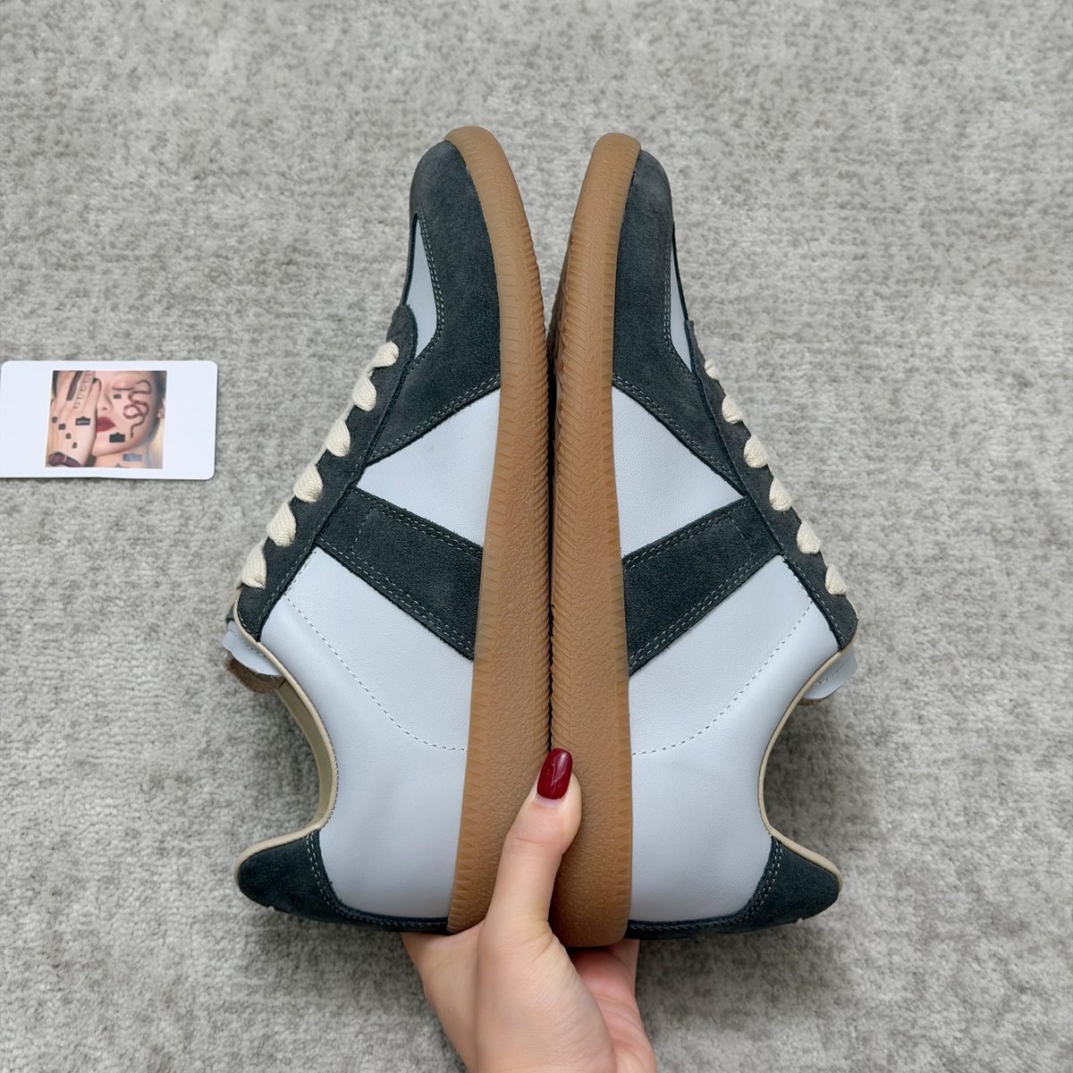 Black and White Leather Low-Top Sneakers