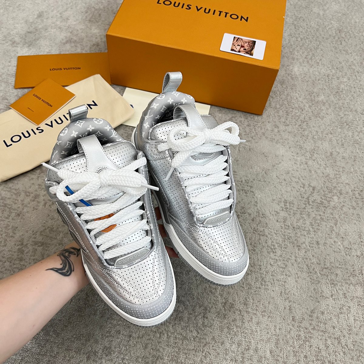 Louis Vuitton Monogram Silver High-Top Sneakers