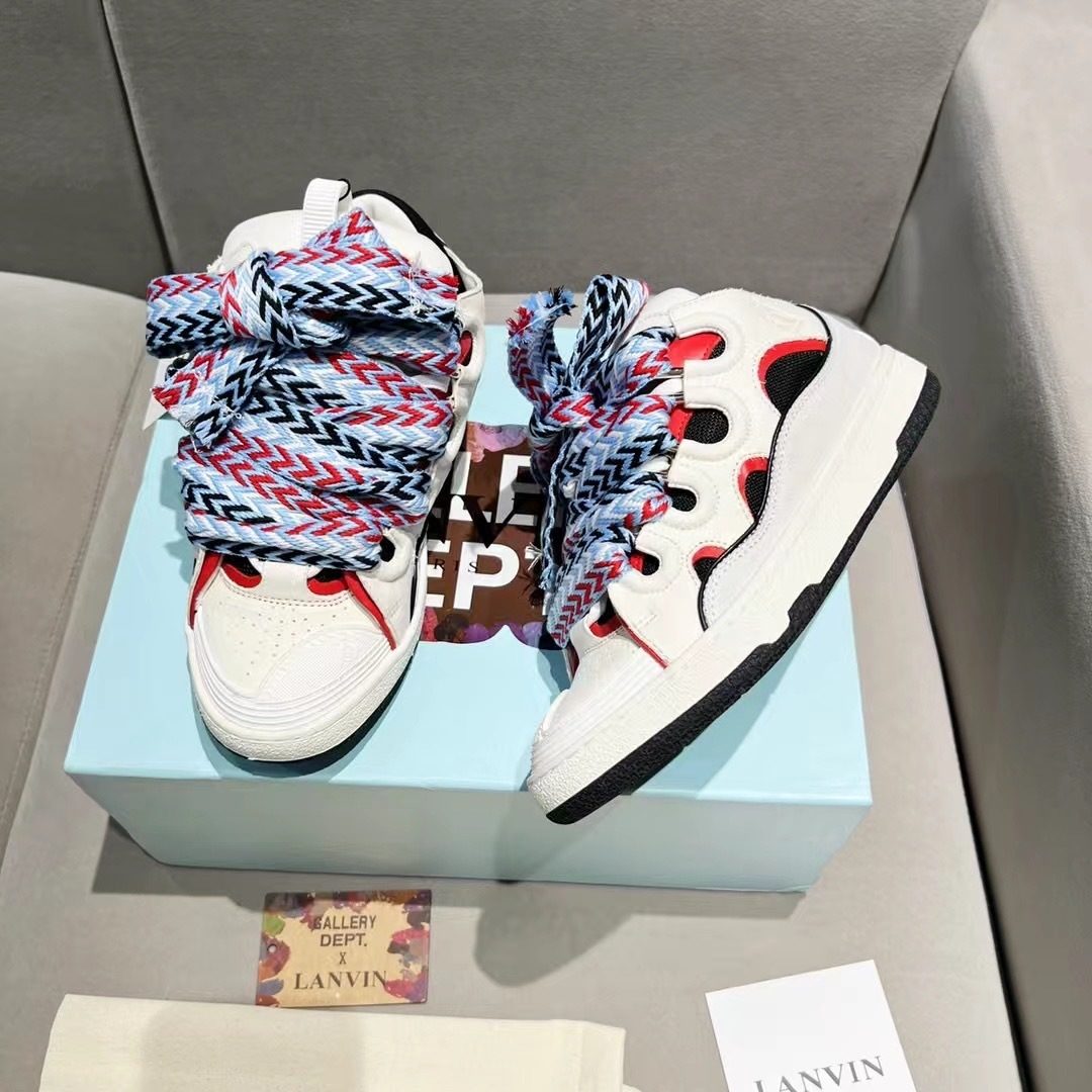 Lanvin Curb Sneakers White Red Black