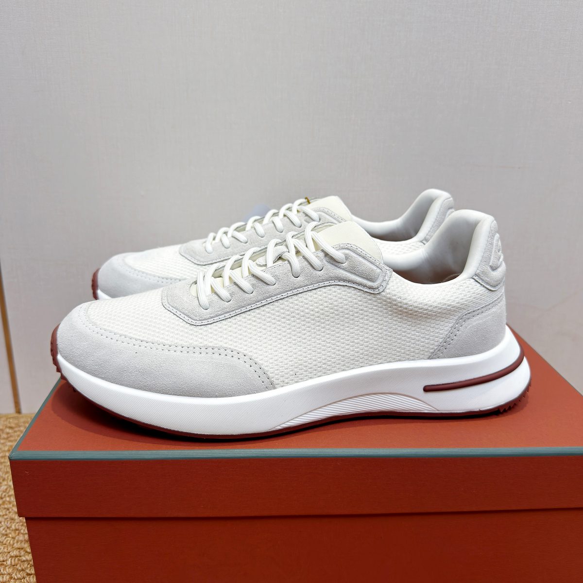 Loro Piana White Mesh Running Sneakers