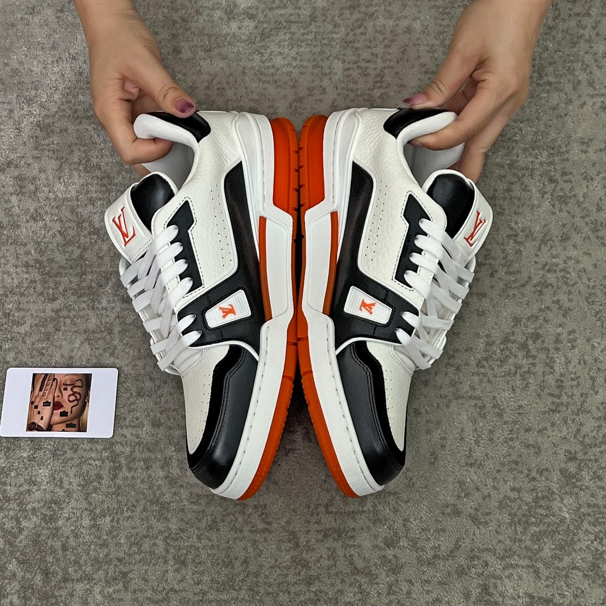Louis Vuitton LV Trainer Sneakers White Orange Black