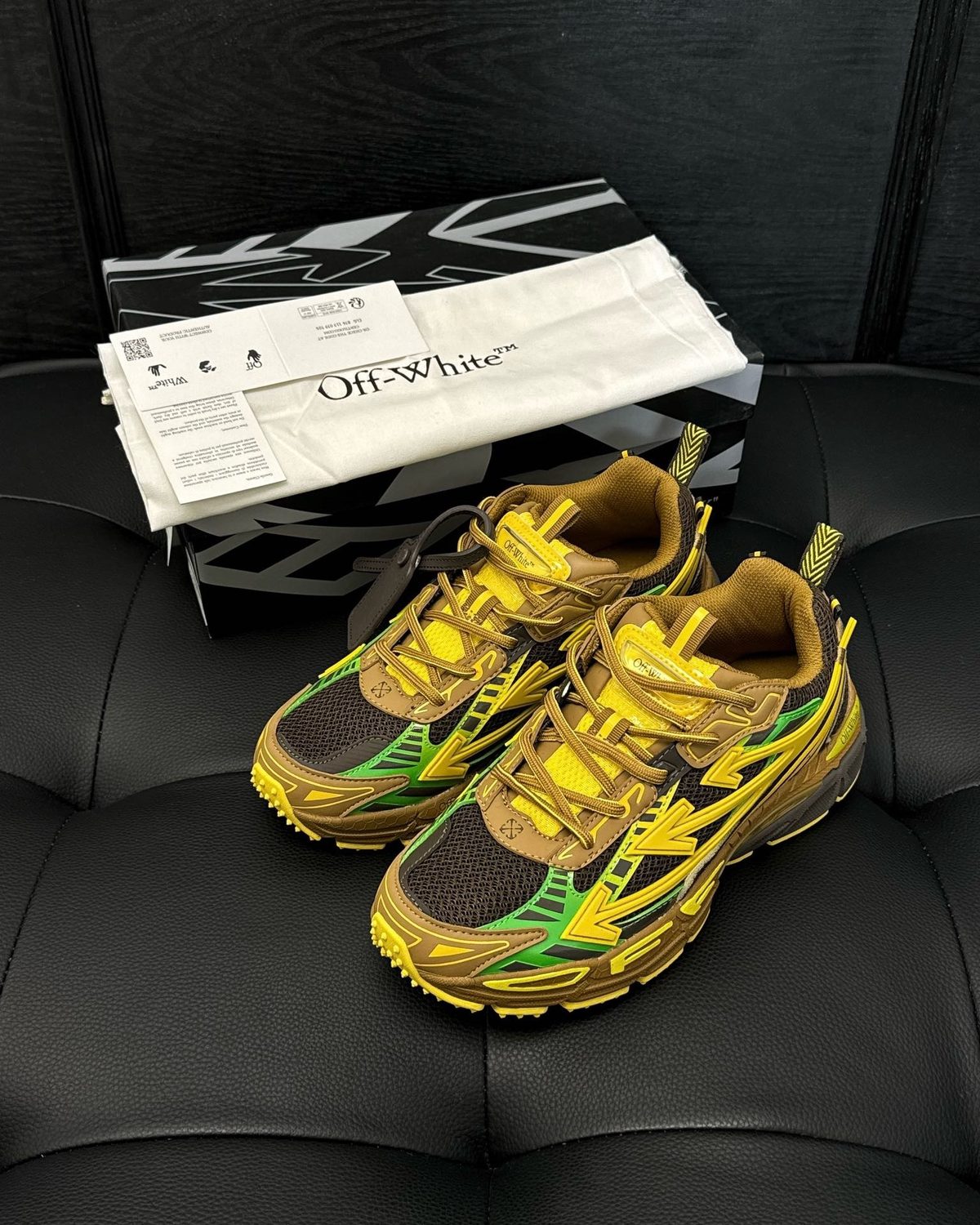 Off-White Yellow and Tan Leather Sneaker