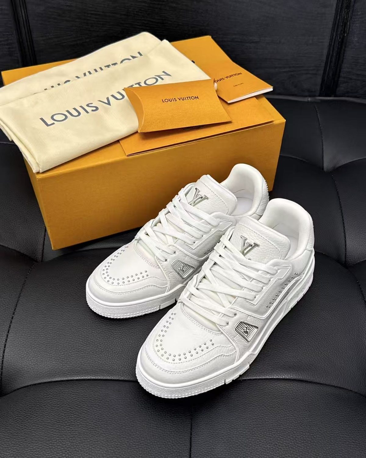 Louis Vuitton Studded Leather High-Top Sneakers