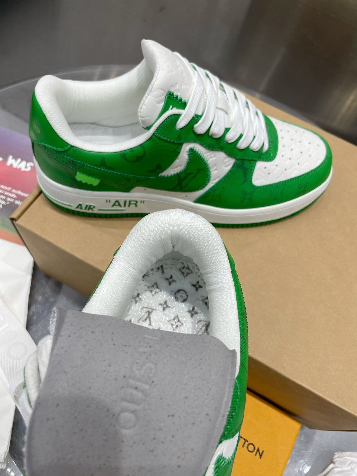 Louis Vuitton Green White Leather Sneakers
