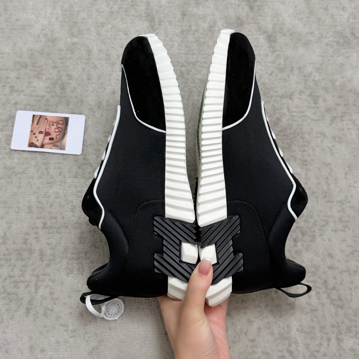 Black and White Lace-Up Platform Sneakers