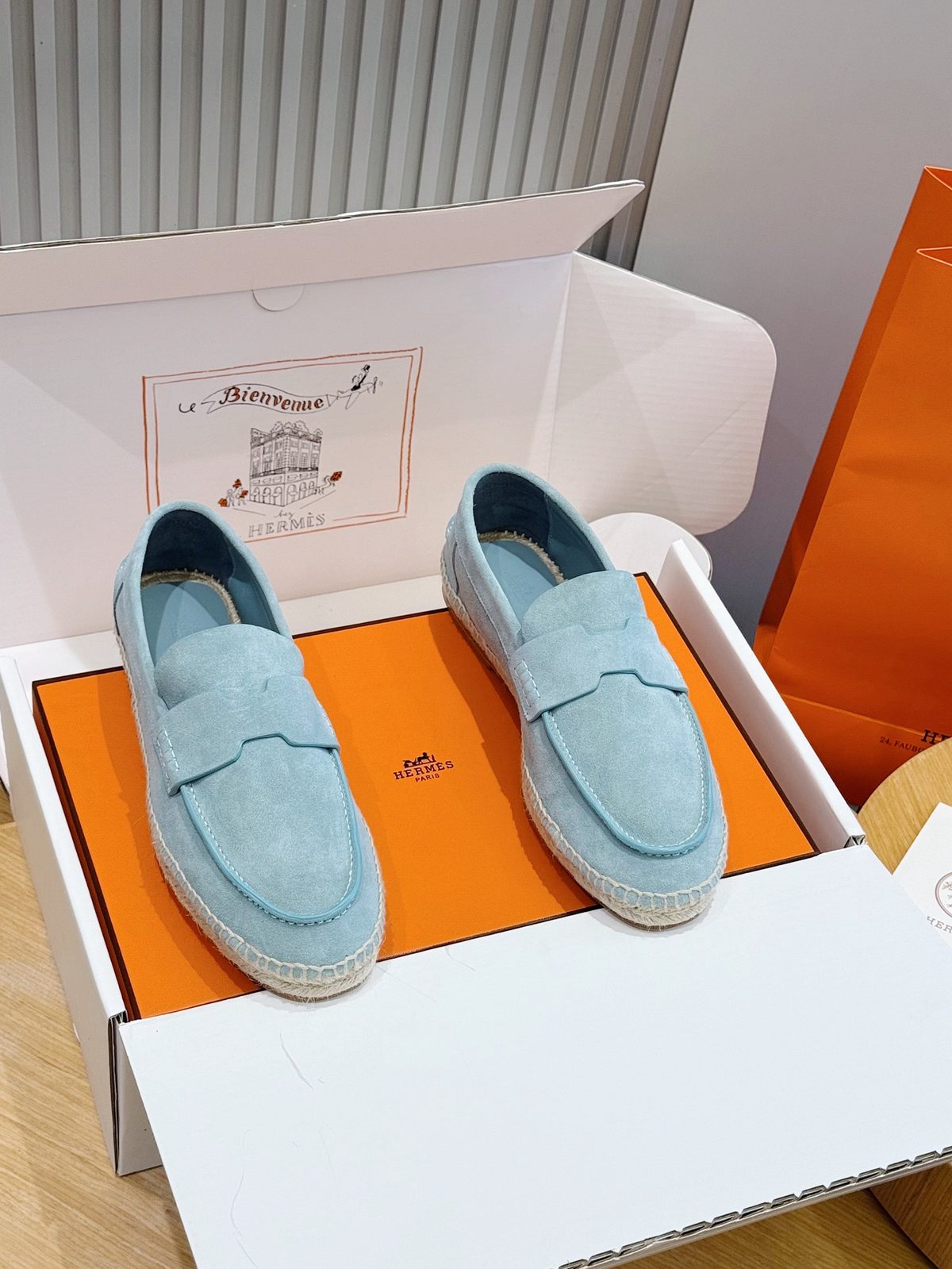 Hermès Suede Espadrille Loafer Shoes