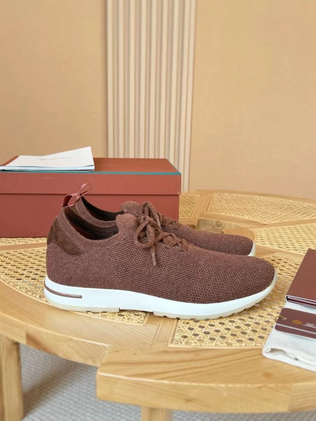 Loro Piana Knit Lace-Up Sneakers