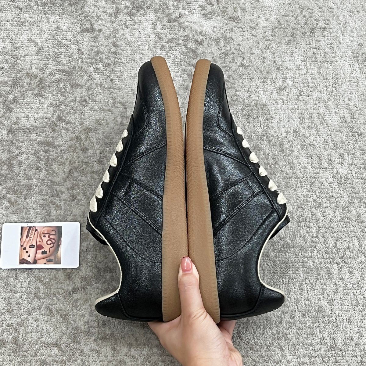 Maison Margiela Replica Black Leather Sneakers