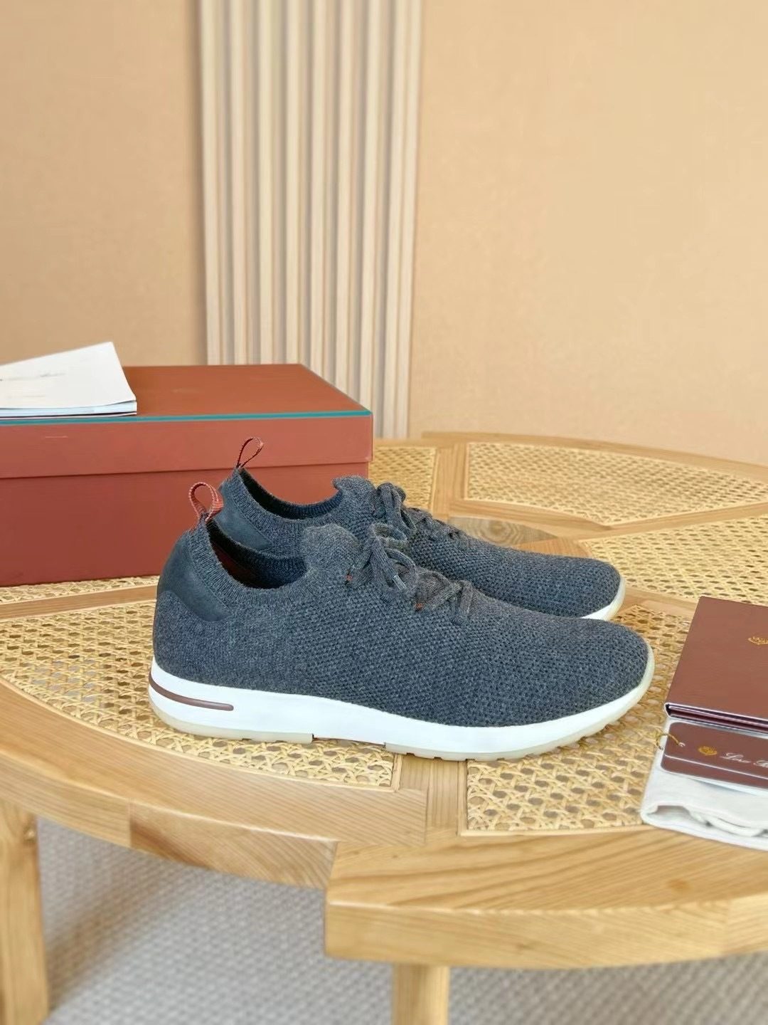 Loro Piana Knit Lace-Up Sneakers