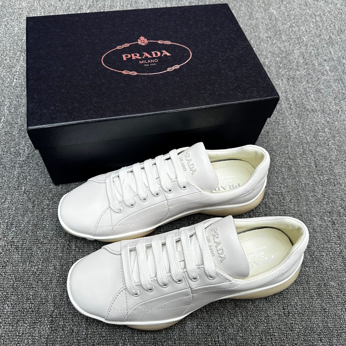 Prada Milano White Leather Lace-Up Sneakers