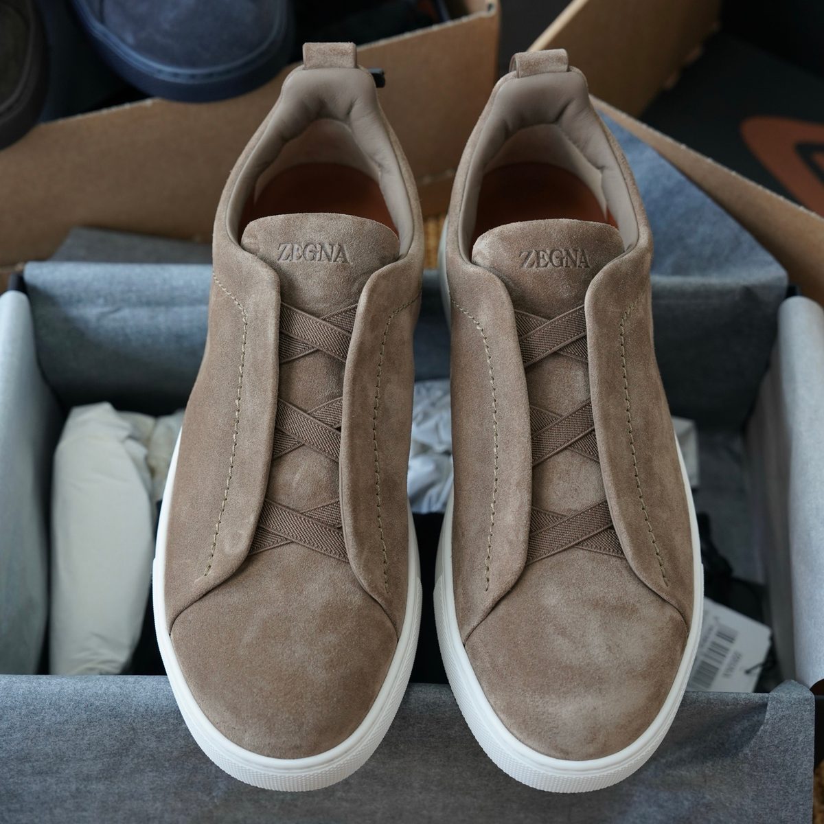 Zegna Suede Slip-On Sneakers
