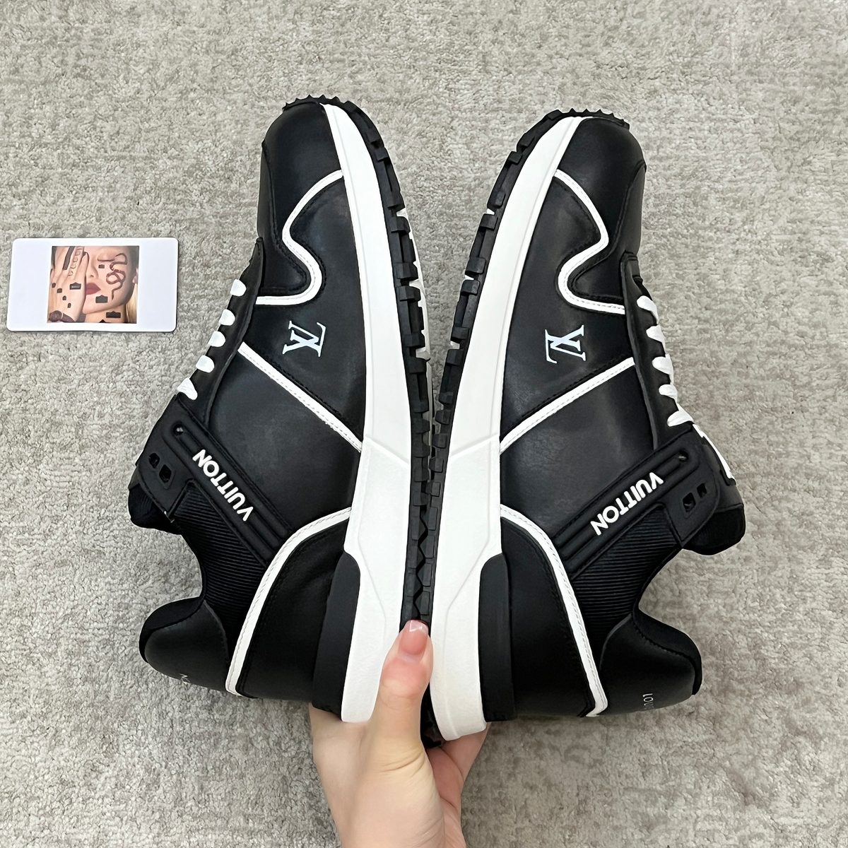 Louis Vuitton Black and White Leather Sneakers