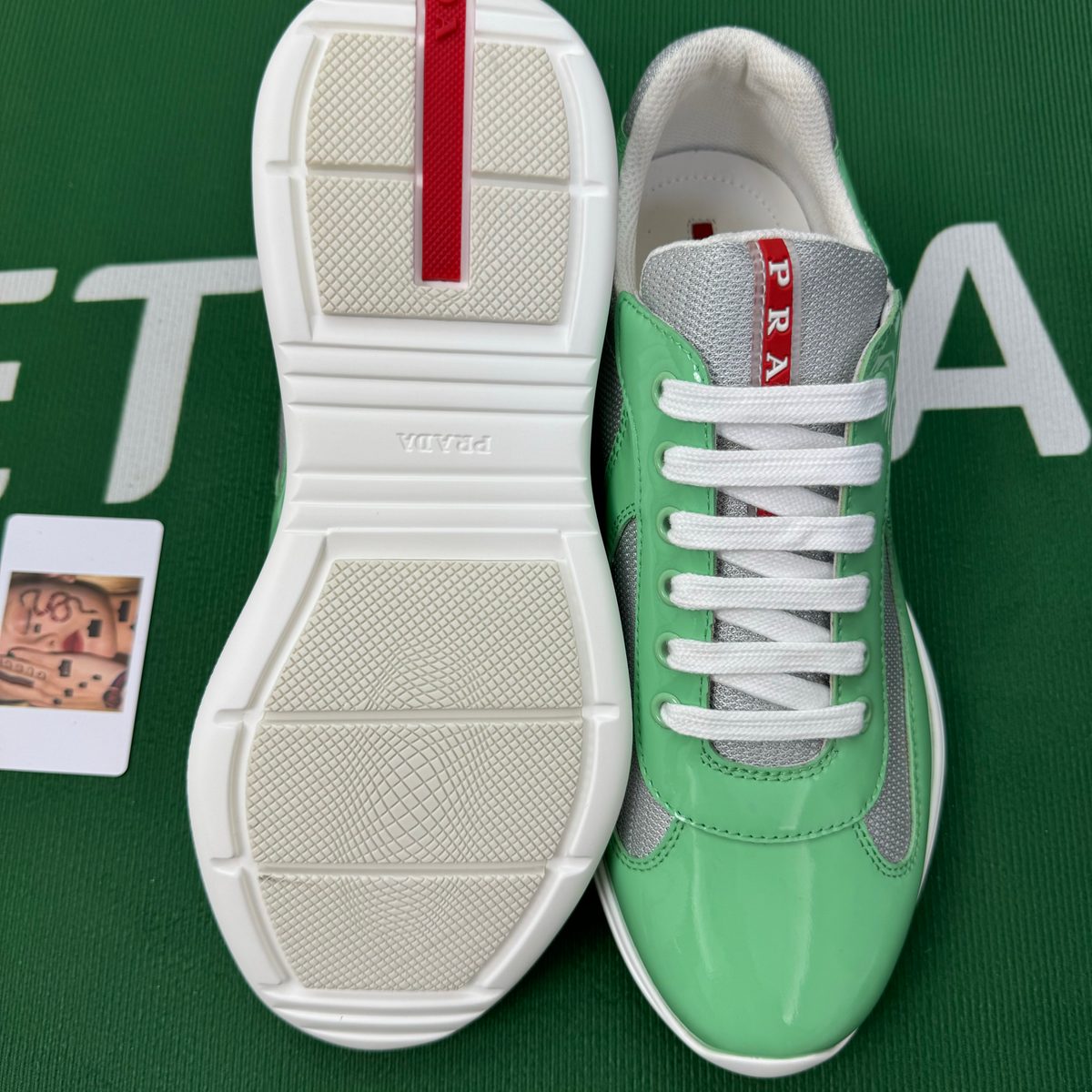 Prada Sport Green Leather Sneakers