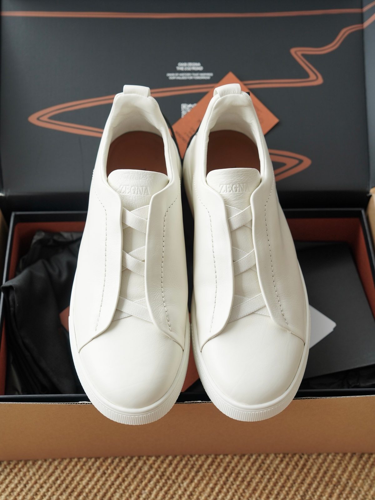 Zegna White Leather Slip-On Sneaker
