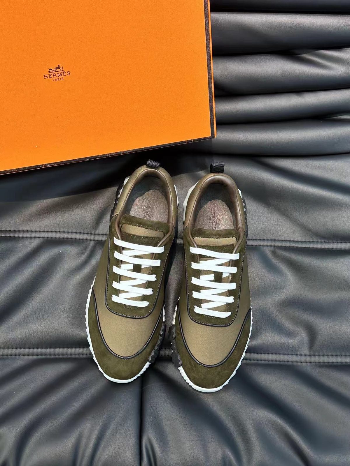 Hermès Nylon Runner Sneakers Olive Green