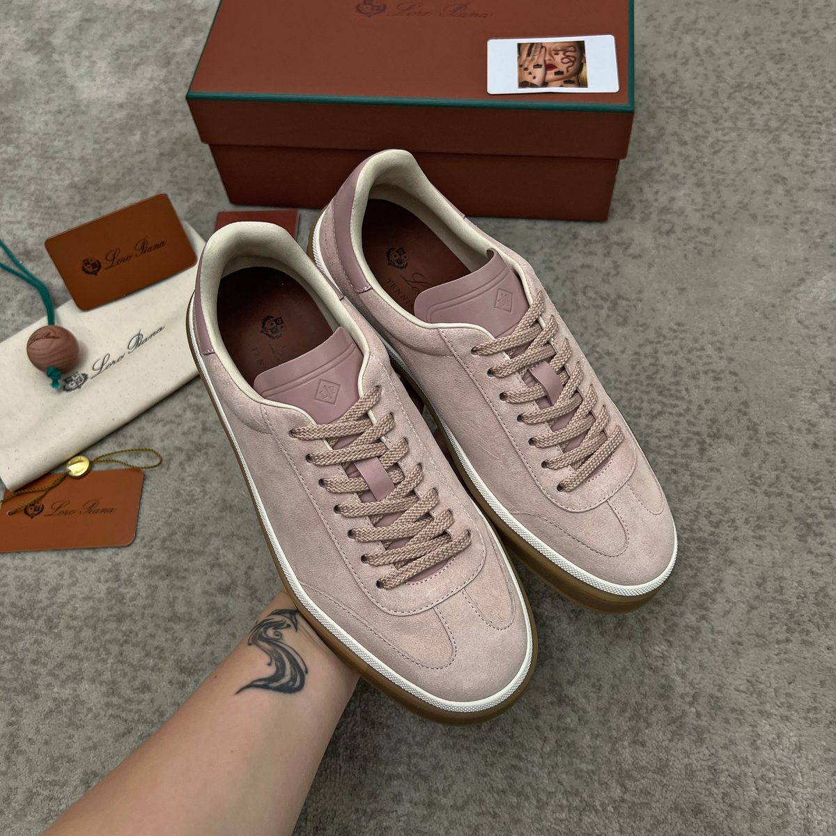 Loro Piana Suede Leather Low-Top Sneakers