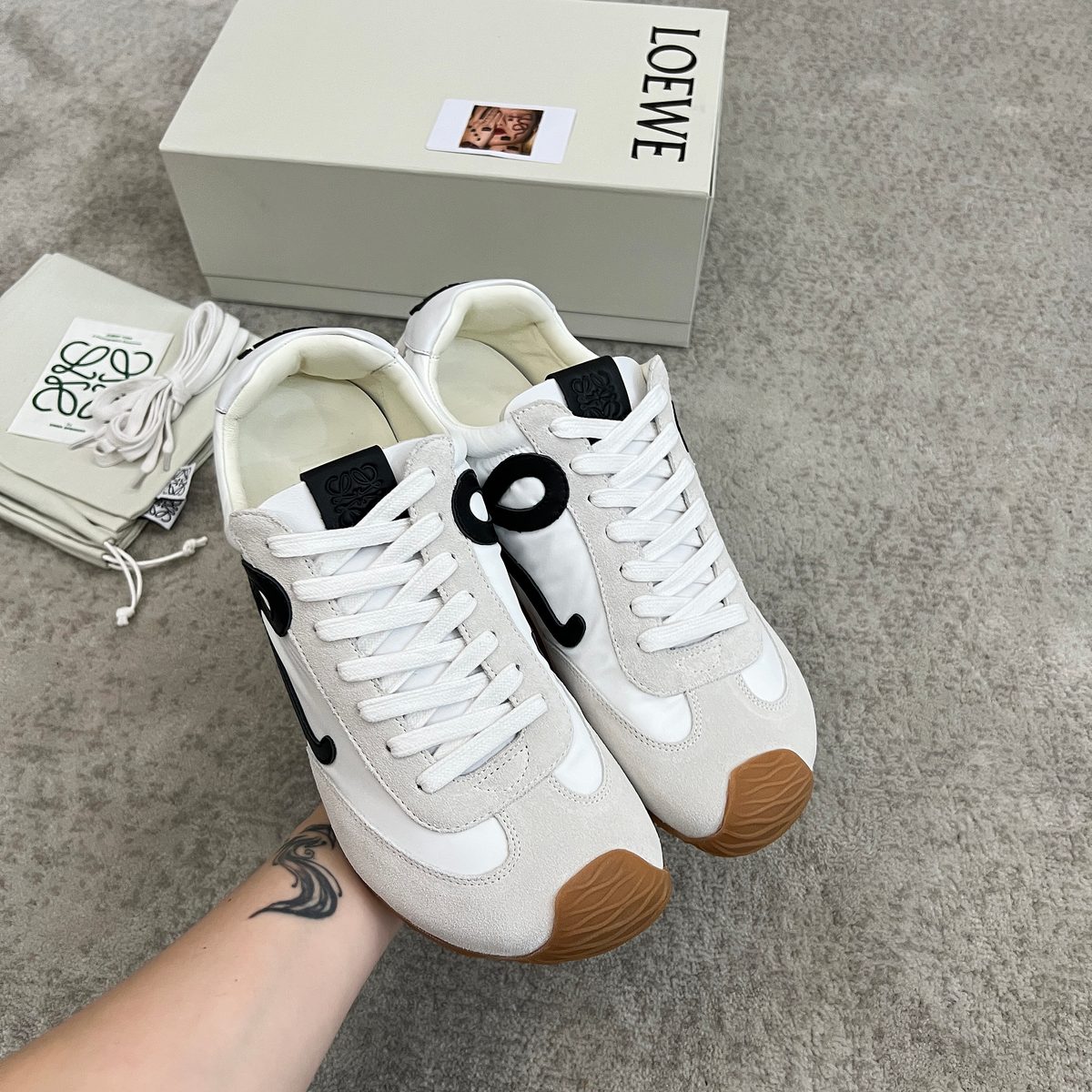 Loewe White Leather Runner Sneakers