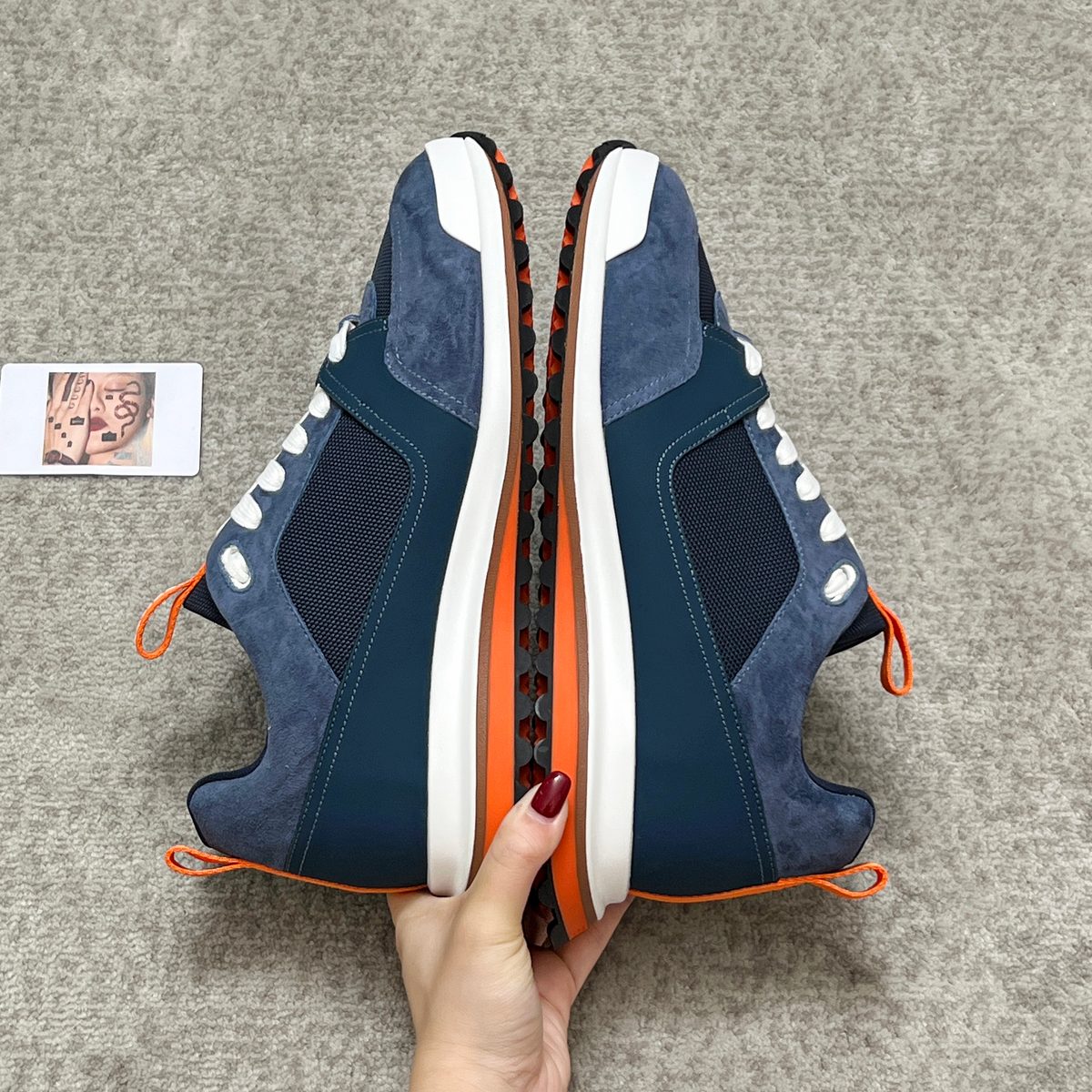 Hermès Suede Mesh Lace-Up Sneakers