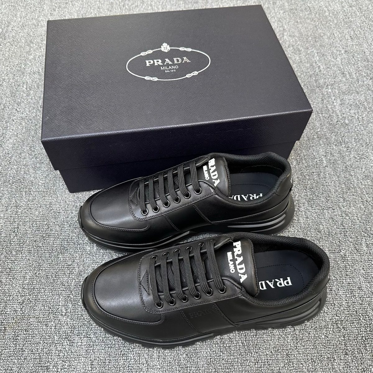 Prada Milano Low Top Leather Sneaker Black