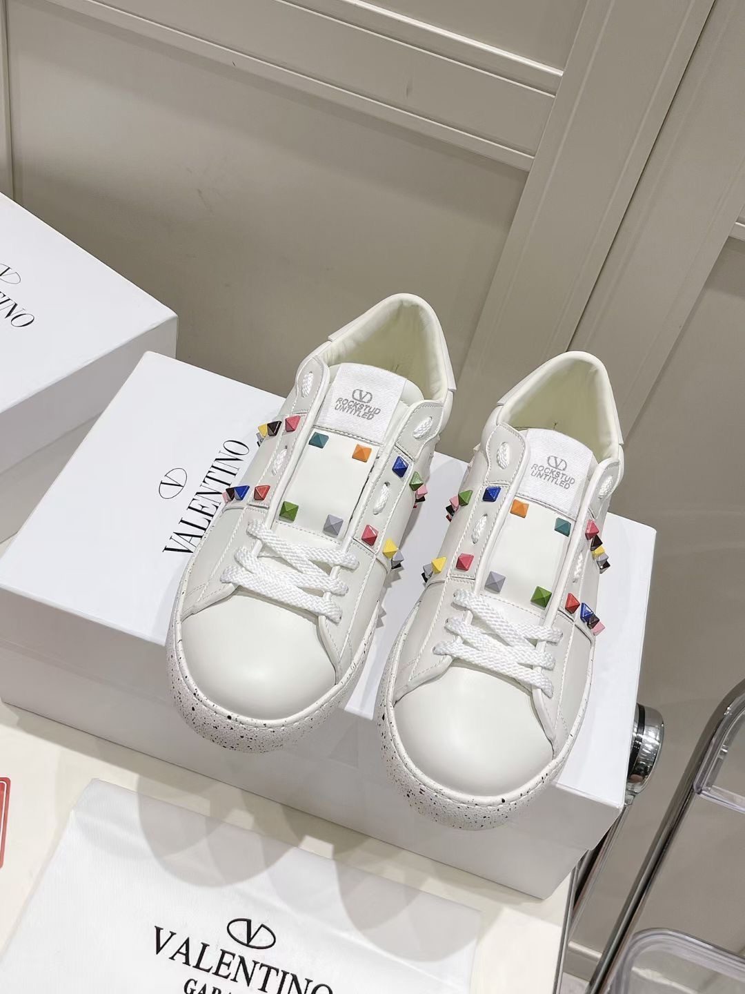 Valentino Garavani Studded White Leather Sneakers