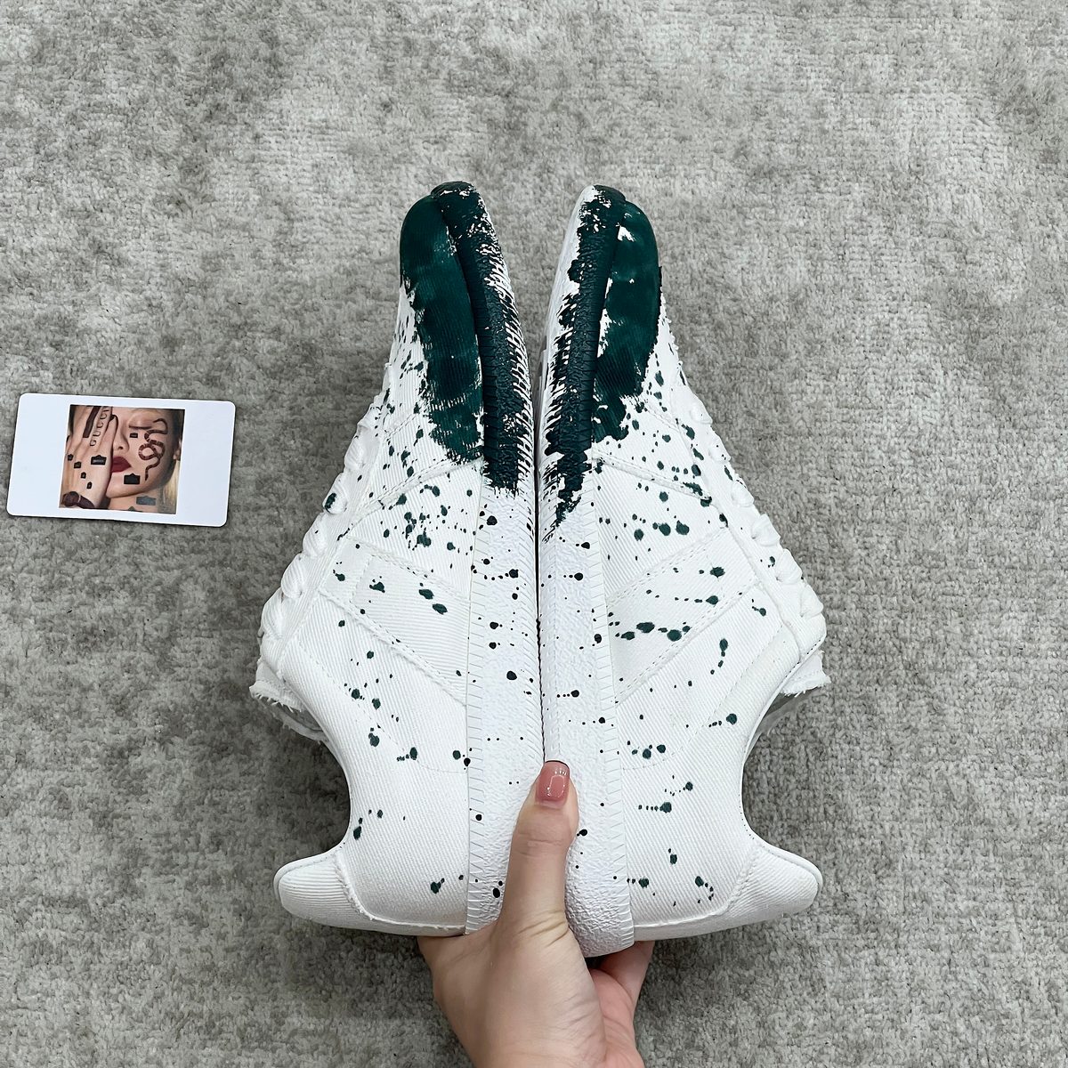 REV Splatter High-Top Sneakers White Dark Green