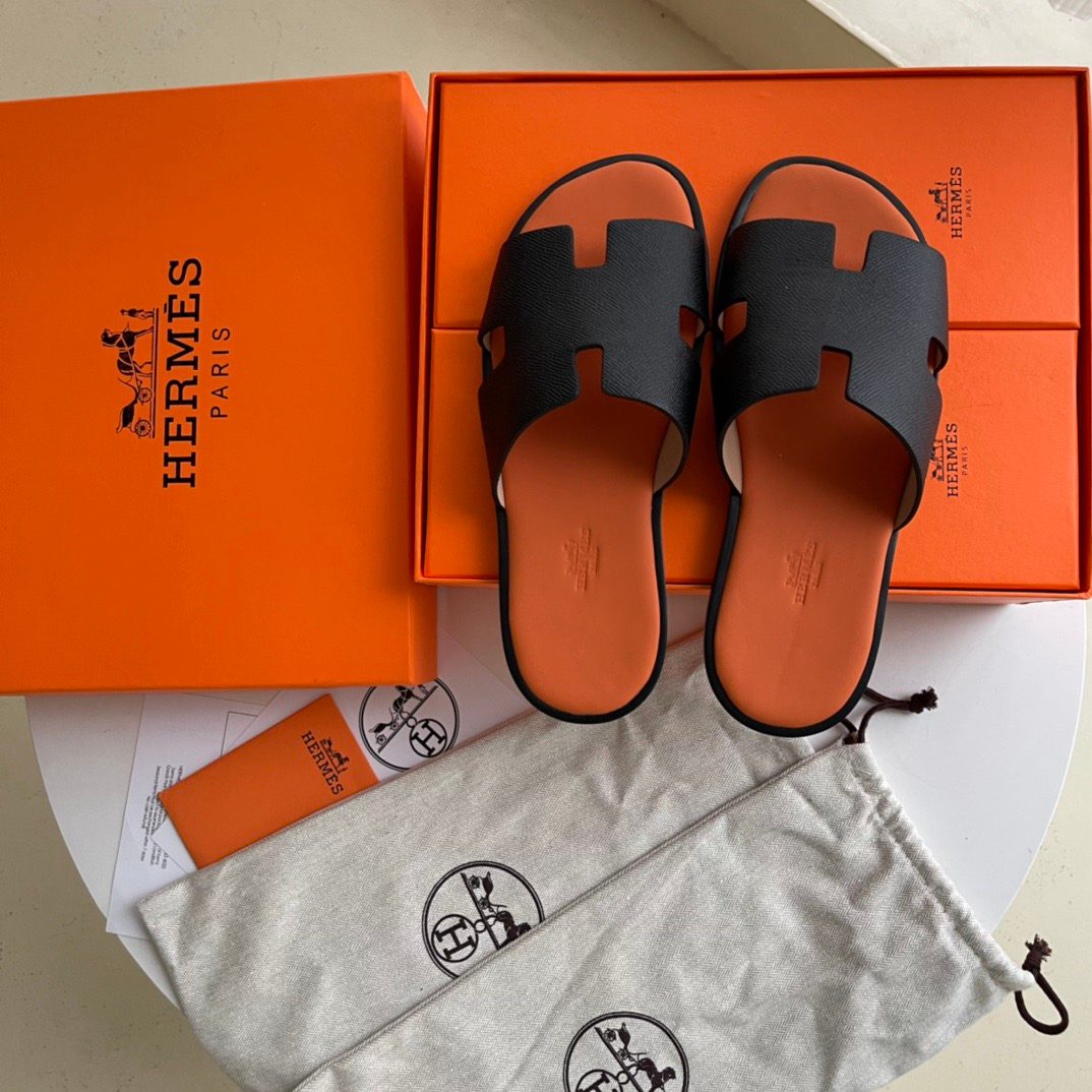 Hermès Oran Leather Slide Sandals
